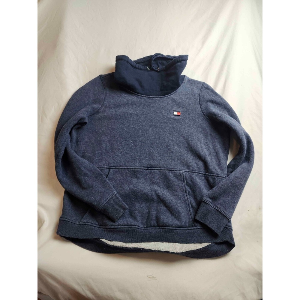 Tommy Hilfiger Sport Pullover Sweatshirt Womens‎ Medium Blue Fleece Cowl Neck